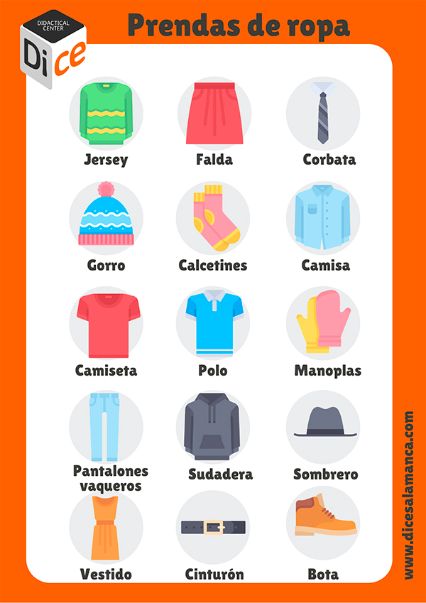Infografía: vocabulario de ropa de vestir | DICE Salamanca